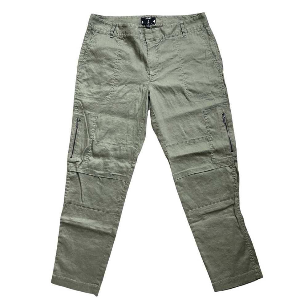 Lord & Taylor 424 Fifth | Linen Blend Tapered Cargo Pants | Olive | Size 8